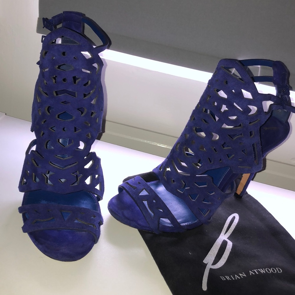 B Brian Atwood Purple Suede Sandals